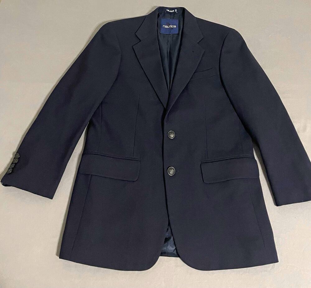 Vintage 90s Nautica 100% Wool Blazer 38R Navy Sport Coat Mexico WPL 8709 Exc
